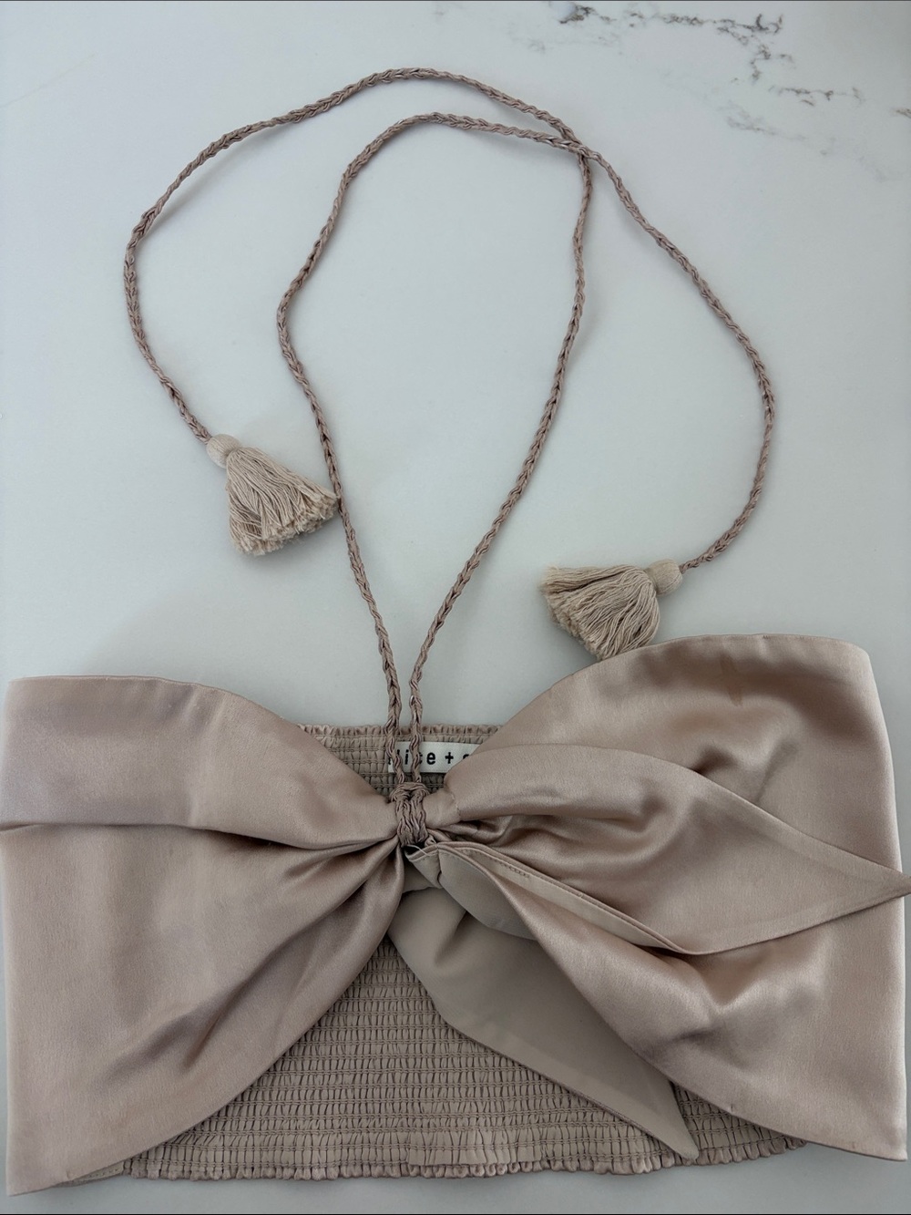 ALICE + OLIVIA SILK CHARMEUSE BANDEAU TOP SMALL